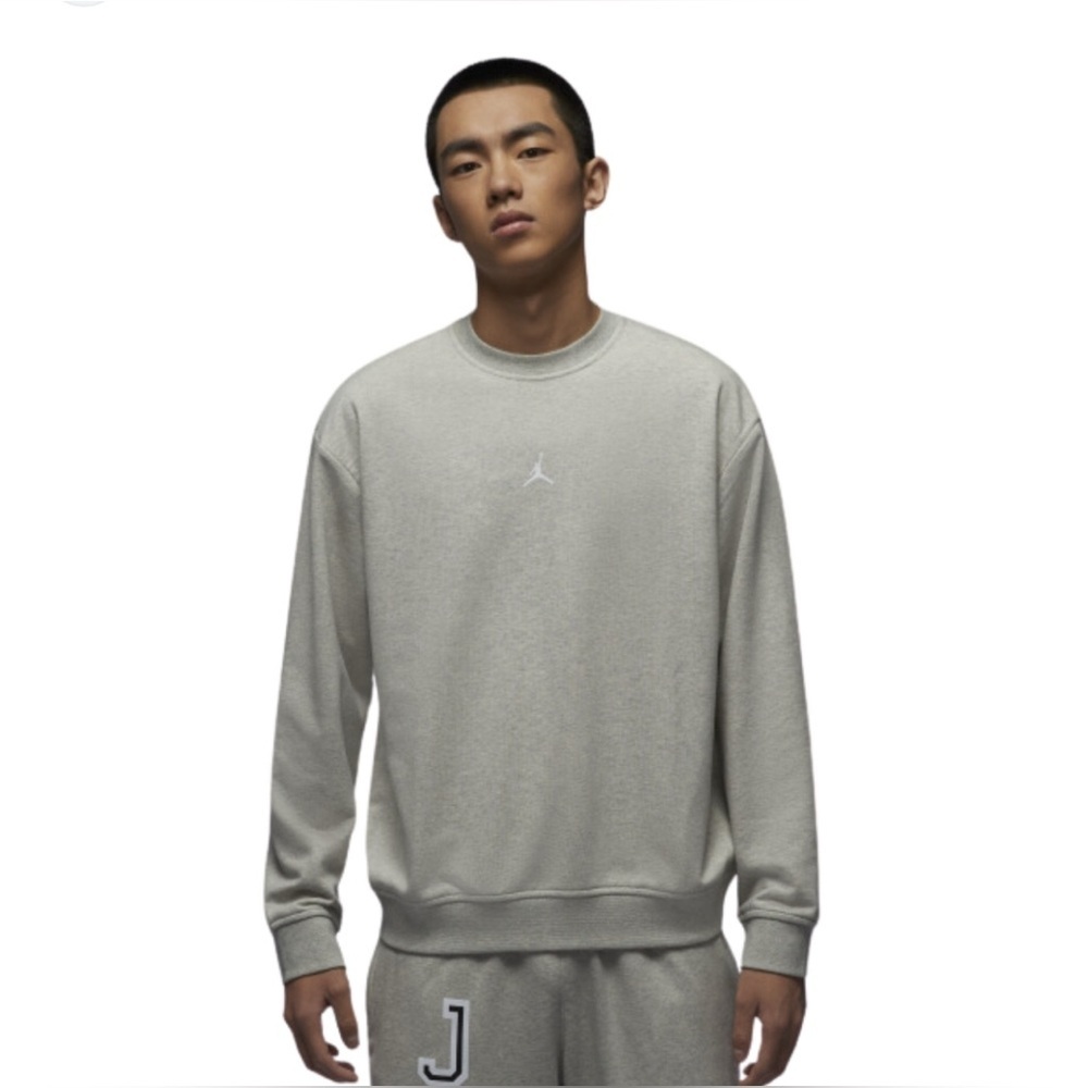 Nike Men's Jordan Brooklyn Fleece Crew-Neck Sweatshirt Heather Gray Sz Medium